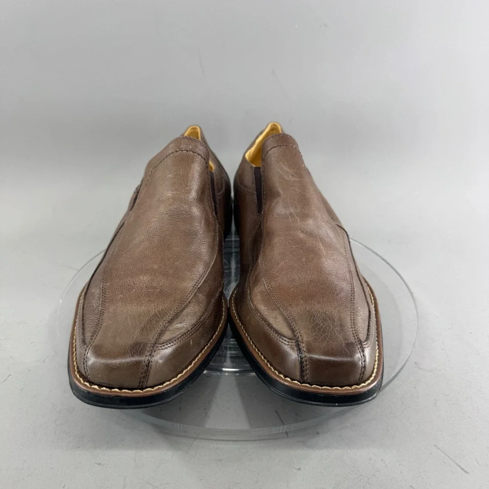 Sandro Moscoloni Mens Leather Slip On Loafers Square Toe Dress Shoes Brown 13D